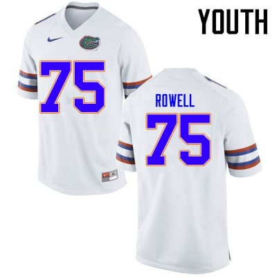 Youth Florida Gators #75 Tanner Rowell NCAA Nike White Authentic Stitched College Football Jersey TLN8262LF